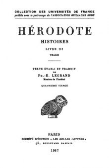 Hérodote: Livre III Thalie