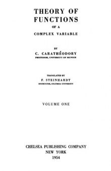 Theory of Functions of a Complex variable, Volume One