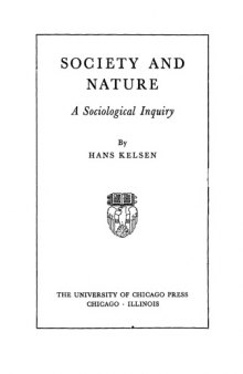 Society and Nature. A Sociological Inquiry. 