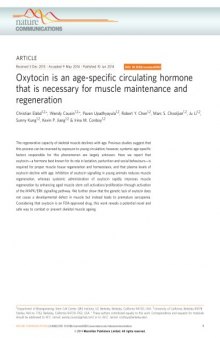 Oxytocin is an age-specific circulating hormone that is necessary for muscle maintenance and regeneration