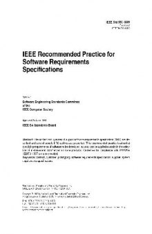 IEEE 830-1998 Recommended Practice for Software Requirements Specifications