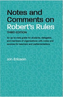 Notes and Comments on Robert's Rules, 3rd Edition  