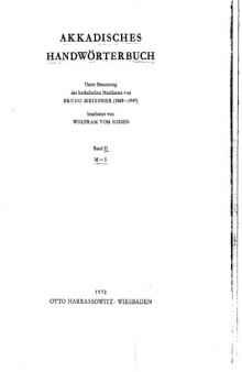 Akkadisches Handwörterbuch. Band II. M - S