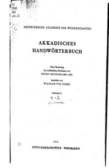 Akkadisches Handwörterbuch. Band III. S -Z