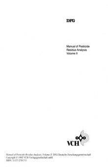 Manual of Pesticide Residue Analysis, Volume 2