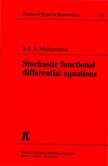 Stochastic Functional Differential Equations (Chapman & Hall CRC Research Notes in Mathematics Series)