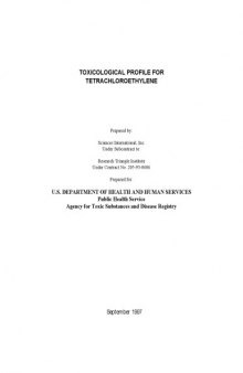 Toxicological profiles - Tetrachloroethylene