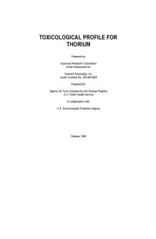 Toxicological profiles - Thorium