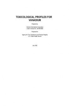 Toxicological profiles - Vanadium