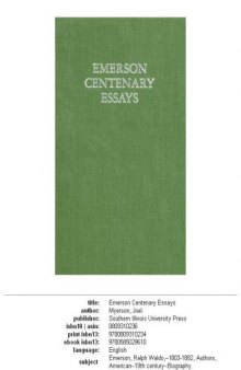 Emerson centenary essays