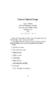 Notes on Classical Groups