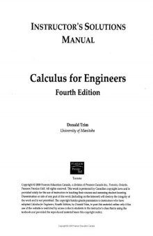 Calculus for Engineers 4th Edition Instructor’s Solutions Manual