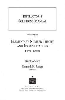 Elementary Number Theory and Its Applications, 5th edition, Instructor's Solutions Manual