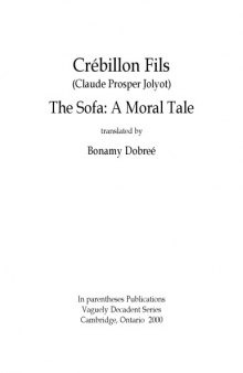 The sofa : a moral tale translated by Bonamy Dobreé