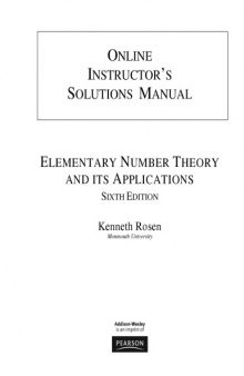 Instructor's Solutions Manual for Elementary Number Theory and Its Applications, 6th Ed.