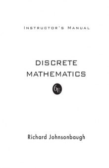 Discrete Mathematics: Instructor’s Manual
