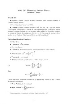 Elementary number theory: Instructor's notes