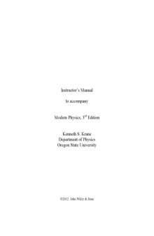 Instructor's Solution Manuals to Modern Physics