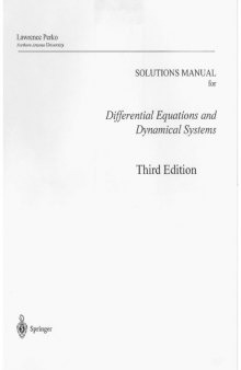 Instructor's Solutions Manual to Differential Equations and Dynamical Systems