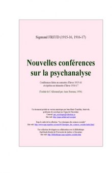 Nouvelles conferences sur la psychanalyse