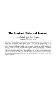 The Student Historical Journal Volume 36, 2004-2005 