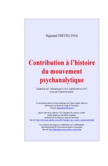 Contribution a l histoire du mouvement psychanalytique