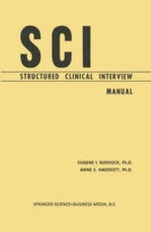 SCI, Structured Clinical Interview: Manual