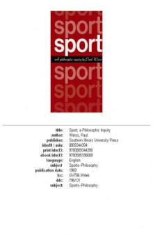 Sport; a philosophic inquiry