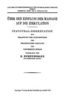 Über den Einfluss der Massage auf die Zirkulation