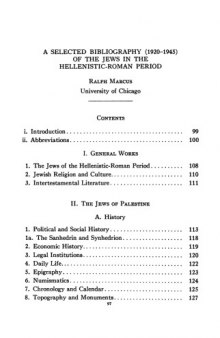 A Selected Bibliography (1920-1945) of the Jews in the Hellenistic-Roman Period 