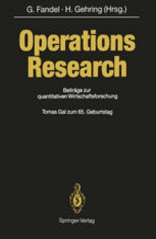 Operations Research: Beiträge zur quantitativen Wirtschaftsforschung
