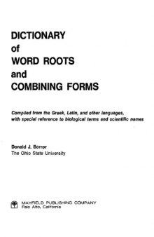 Dictionary of Word Roots and Combining Forms
