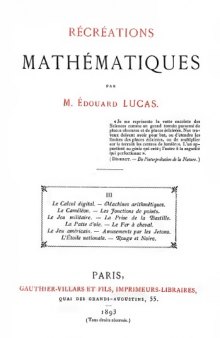 Récréations mathématiques, volume 3