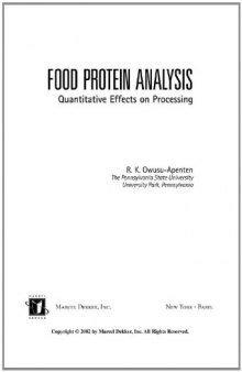 Food protein analysis: quantitative effects on processing