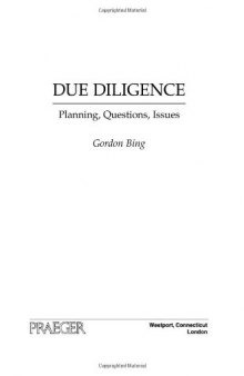 Due Diligence: Planning, Questions, Issues