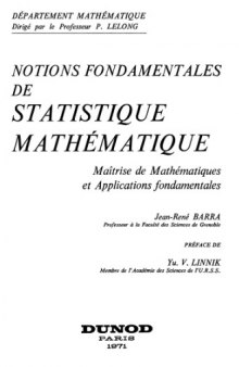 Notions fondamentales de statistique mathematique