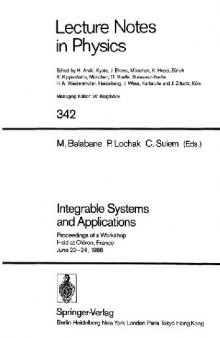 Integrable Systems and Applications: Proceedings of a Workshop Held at Oléron, France June 20–24, 1988