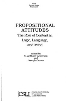Propositional Attitudes: The Role of Content in Logic, Language, and Mind