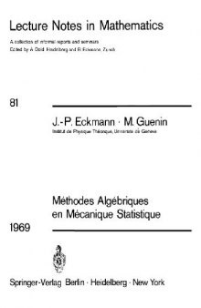 Methodes Aigebriques en Mecanique Statistique