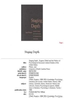 Staging depth: Eugene O'Neill and the politics of psychological discourse