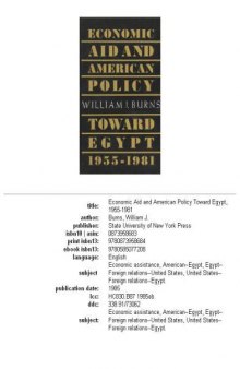 Economic aid and American policy toward Egypt, 1955-1981