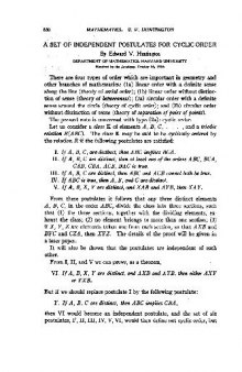 [Article] A Set of Independent Postulates for Cyclic Order