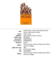 Invisible politics: Black political behavior