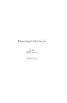 Elementare Zahlentheorie [Lecture notes]
