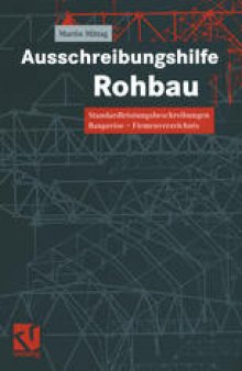 Ausschreibungshilfe Rohbau: Standardleistungsbeschreibungen — Baupreise — Firmenverzeichnis