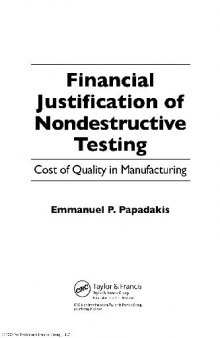 Financial justification of nondestructive testing cost of quality in manufacturing