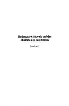 Dictionnaire francais-berbere : Dialecte des Beni-Snous