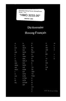 Dictionnaire Hmong-Francais.