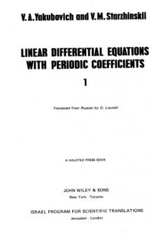 Linear Differential Equations With Periodic Coefficients, volume 1