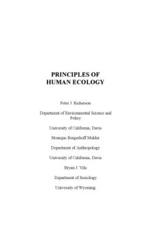 Principles of Human Ecology